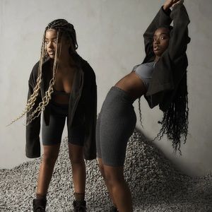 Texture Biker Shorts in Pewter